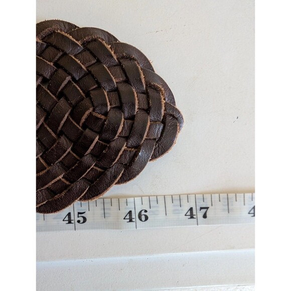Tarnish Leather Wide Woven Statement Belt Brown Western Cowgirl Boho Rodeo Women main image 4